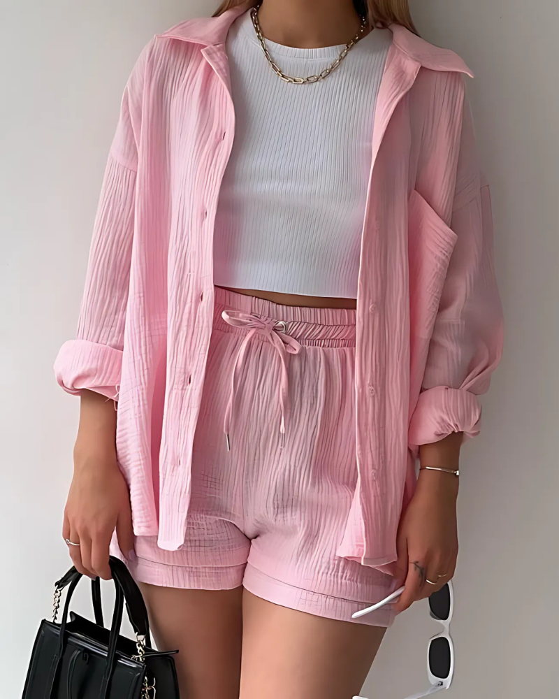 VERA™ – Modern Button-Up Shorts Set