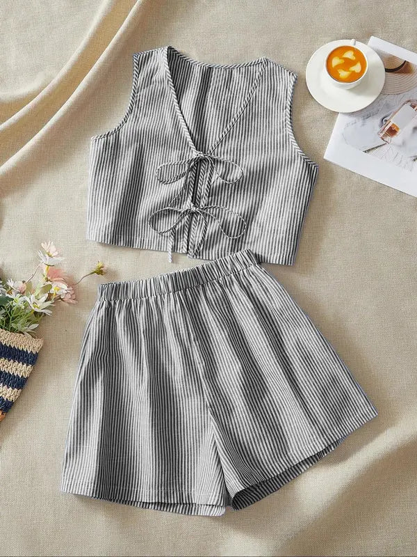 MOESHA™ - Chic Summer Sleeveless Vest and High-Waist Shorts Set