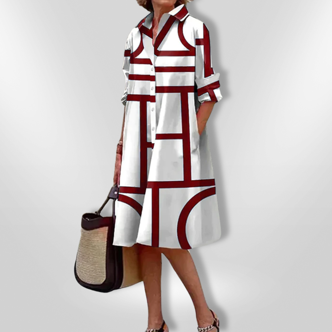 Camilla | Midi Dress with Geometric Design
