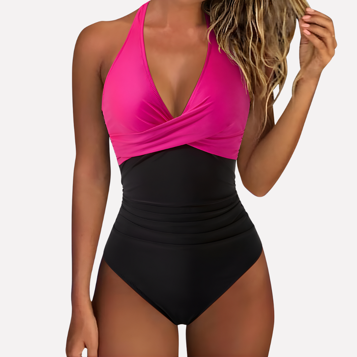Badeanzug Damen | Figurformend mit Neckholder & V-Ausschnitt