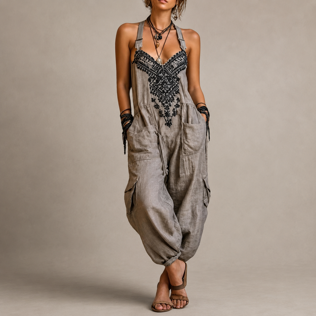 Astrid | Embroidered Boho Jumpsuit