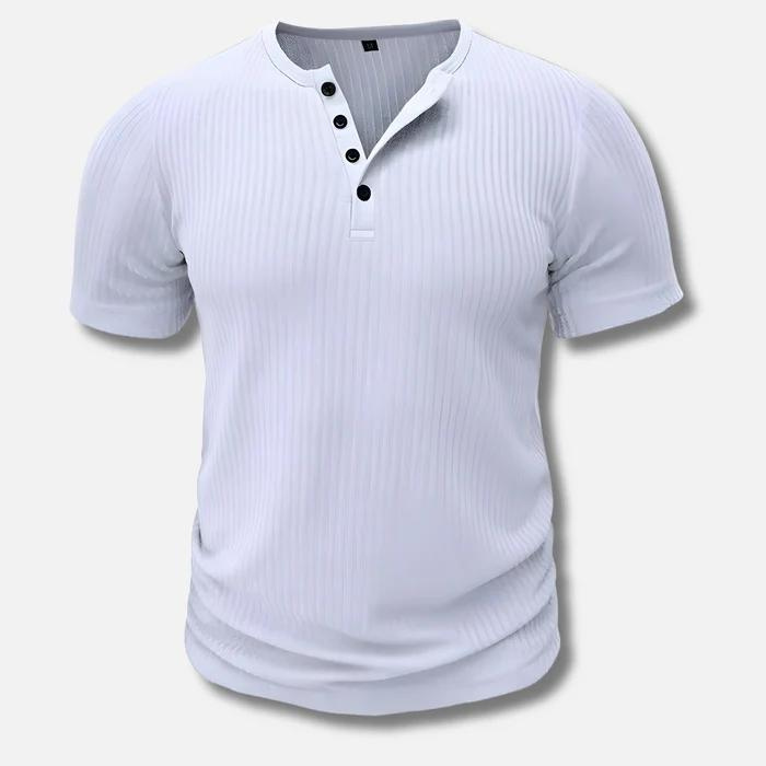 Muscle Fit T-Shirt Herren | Knopfleiste & Figurbetonter Sitz