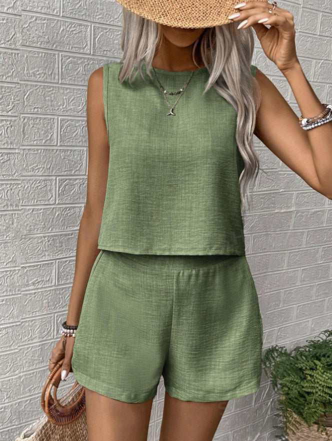 CLARISSE™ - Chic Sleeveless Tank & Shorts Set