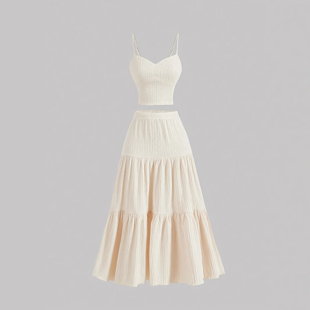 DALI™ - Comfy Sleeveless Crop Top and A-Line Skirt Set