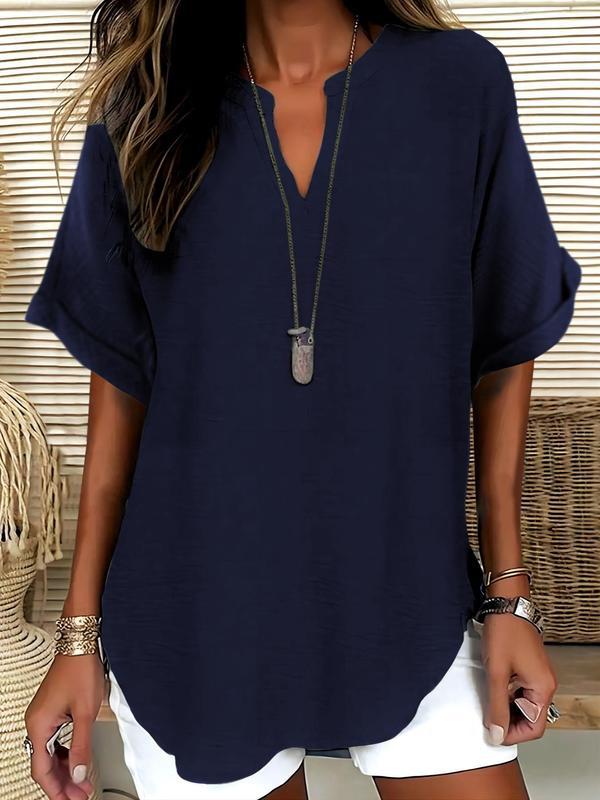 GENNEVA™ – Casual Plain Short Sleeve Blouse