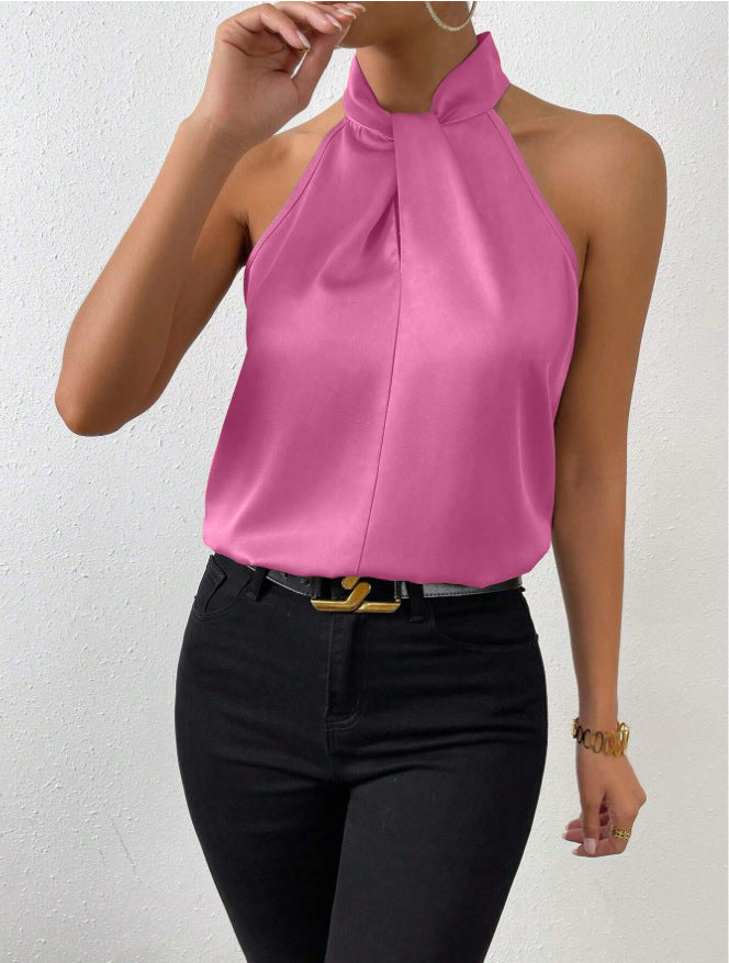 Seidentop Damen | Eleganter Knotenkragen & Fließender Fall
