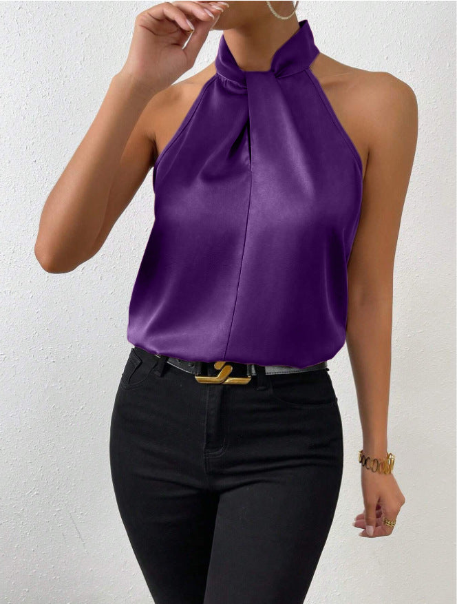 Seidentop Damen | Eleganter Knotenkragen & Fließender Fall