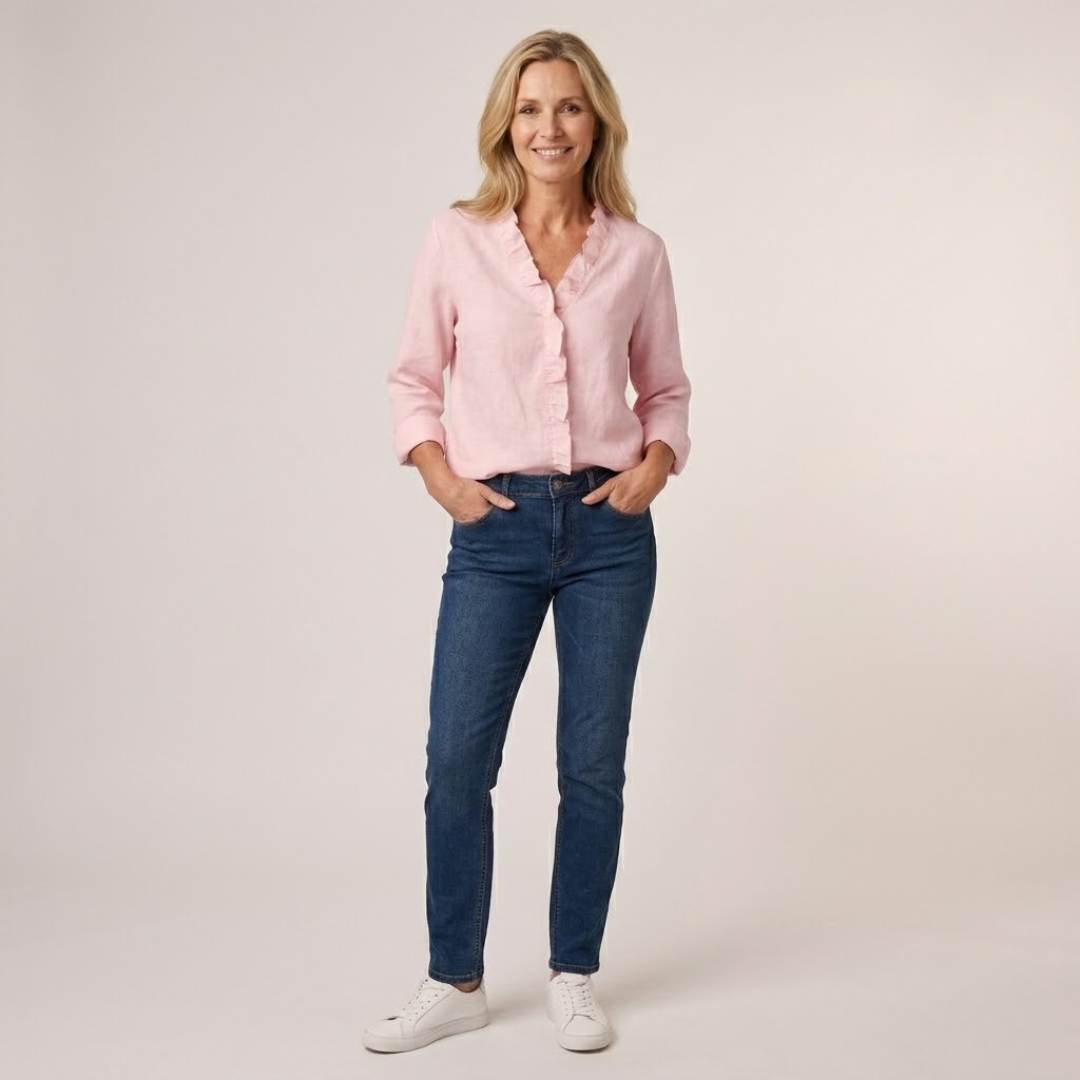 Delilah - Ruffled V-Neck Blouse