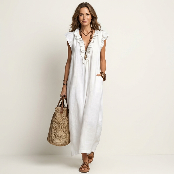 Josette | Ruffled V-Neck Maxi Dress