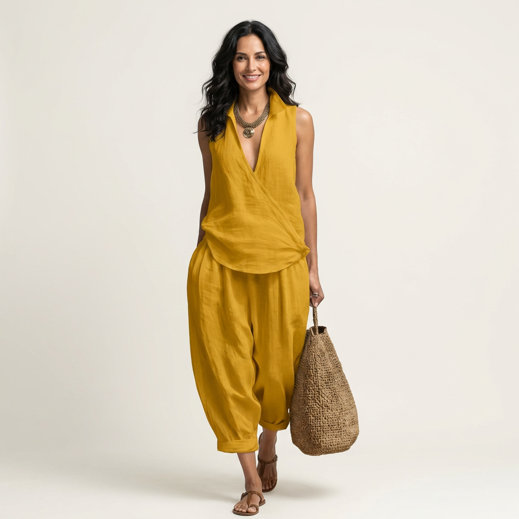 Twiila | Wrap Top & Wide Pants Set