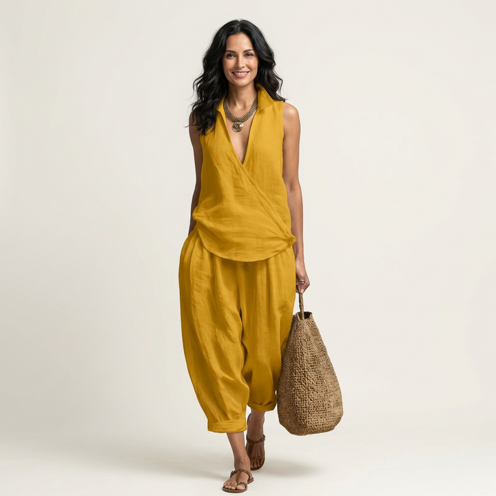 Twiila | Wrap Top & Wide Pants Set