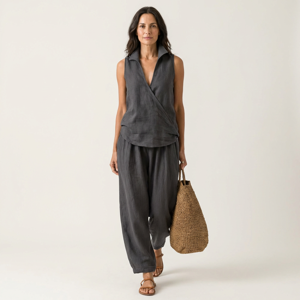 Twiila | Wrap Top & Wide Pants Set