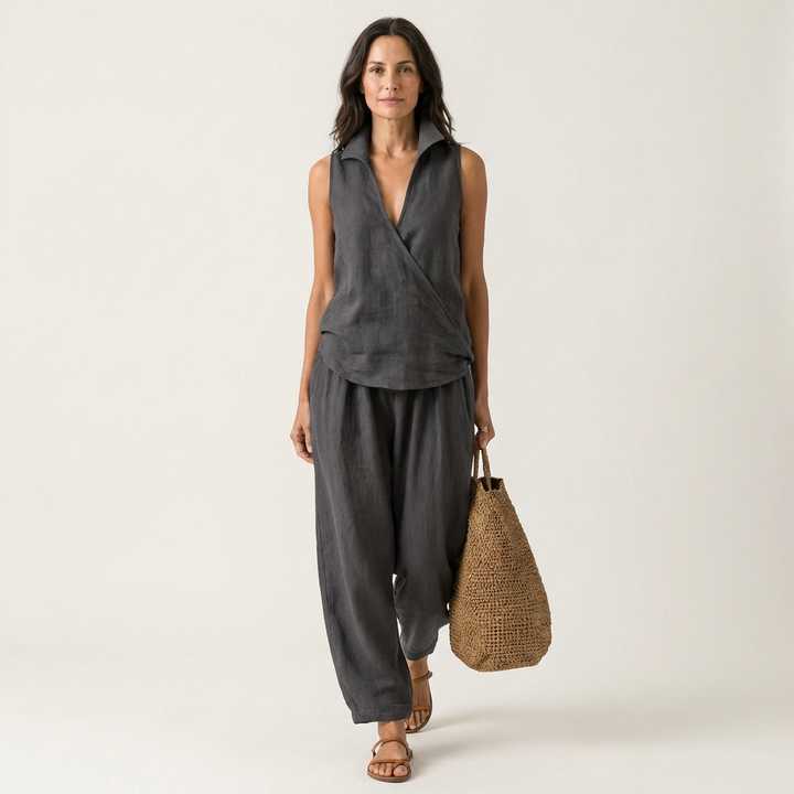 Twiila | Wrap Top & Wide Pants Set