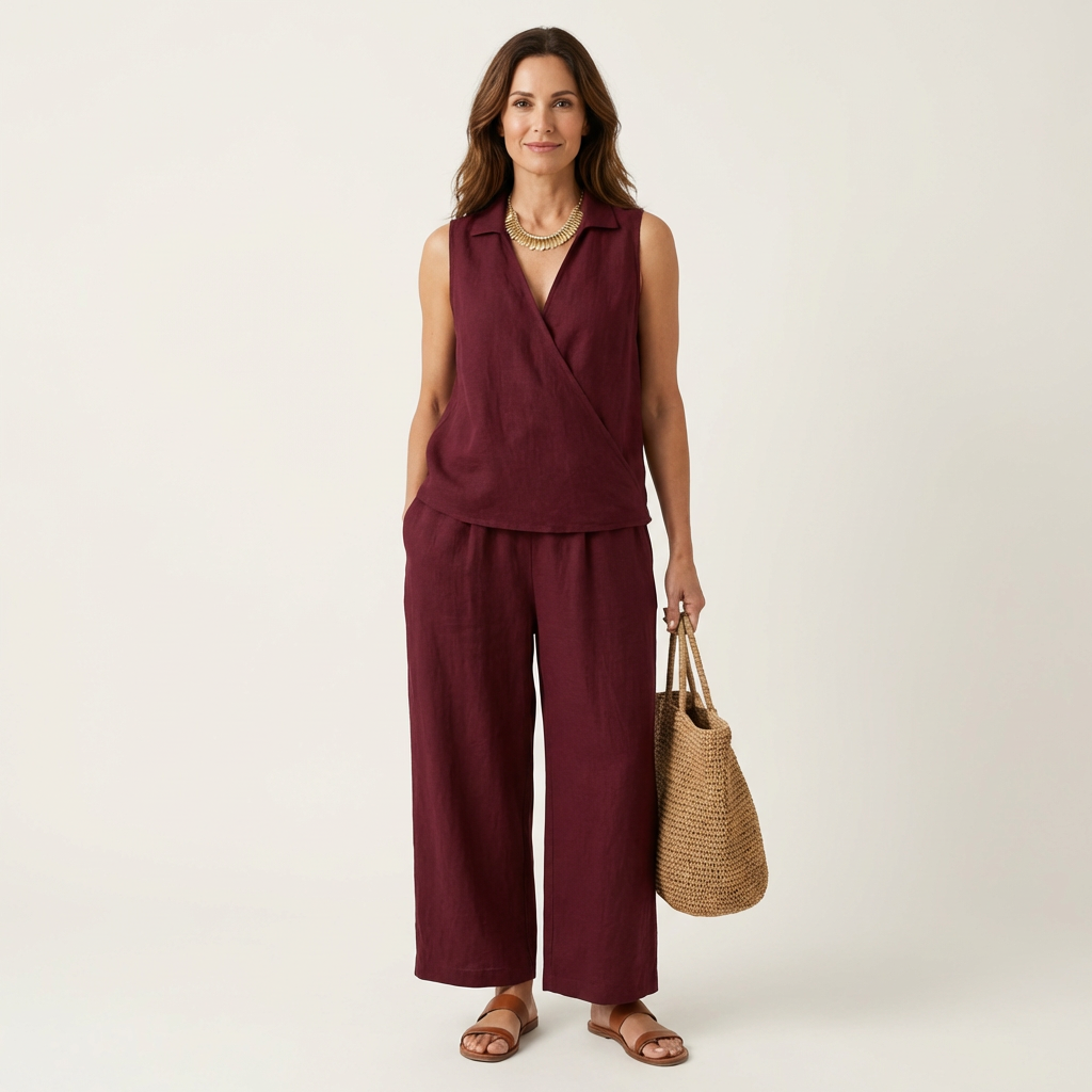 Twiila | Wrap Top & Wide Pants Set