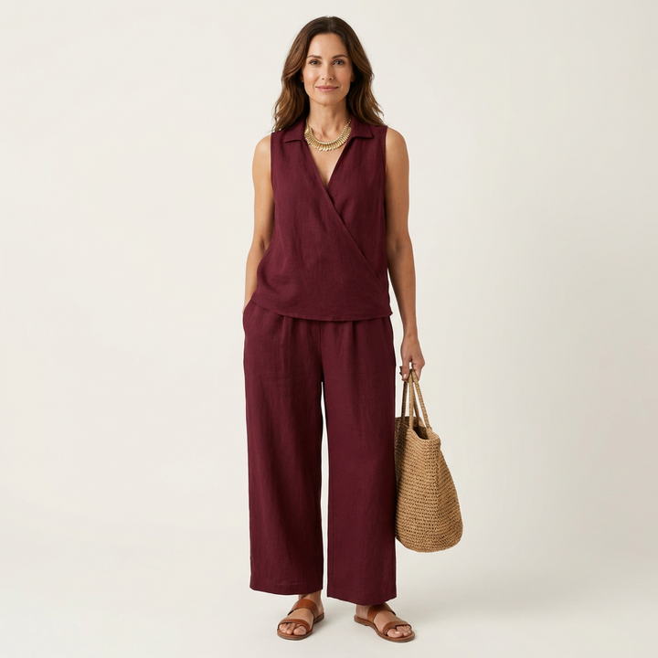 Twiila | Wrap Top & Wide Pants Set