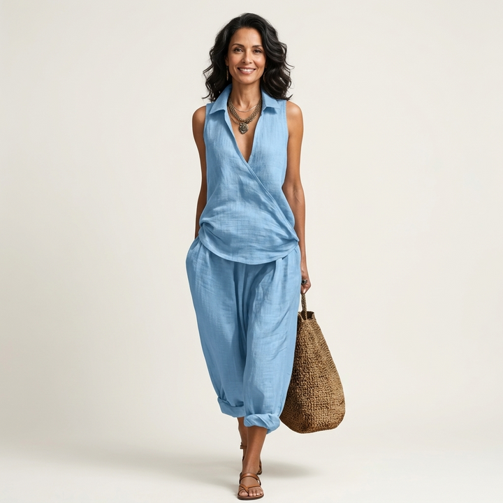 Twiila | Wrap Top & Wide Pants Set
