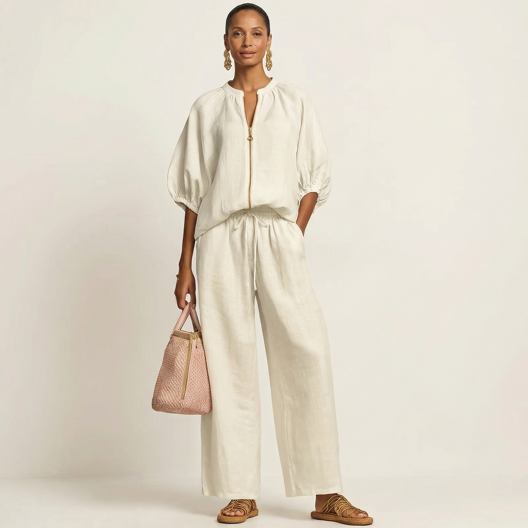 Marlowe | Set with Puff Sleeves and Front Zipper