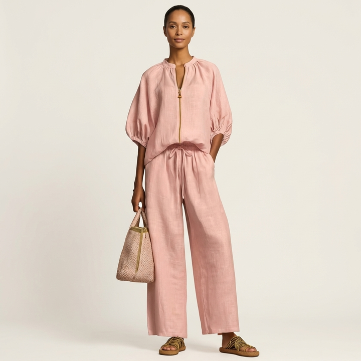 Marlowe | Set with Puff Sleeves and Front Zipper