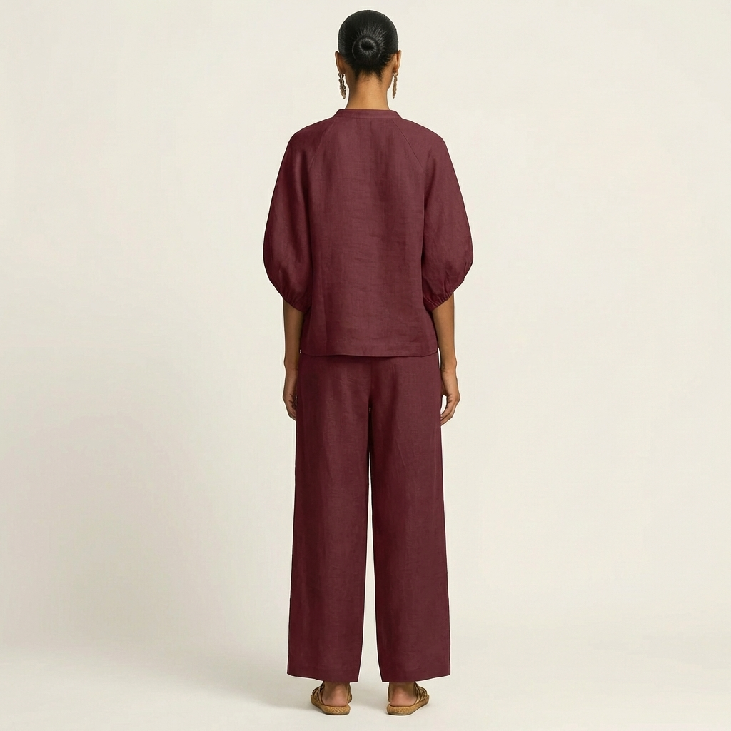 Marlowe | Set with Puff Sleeves and Front Zipper