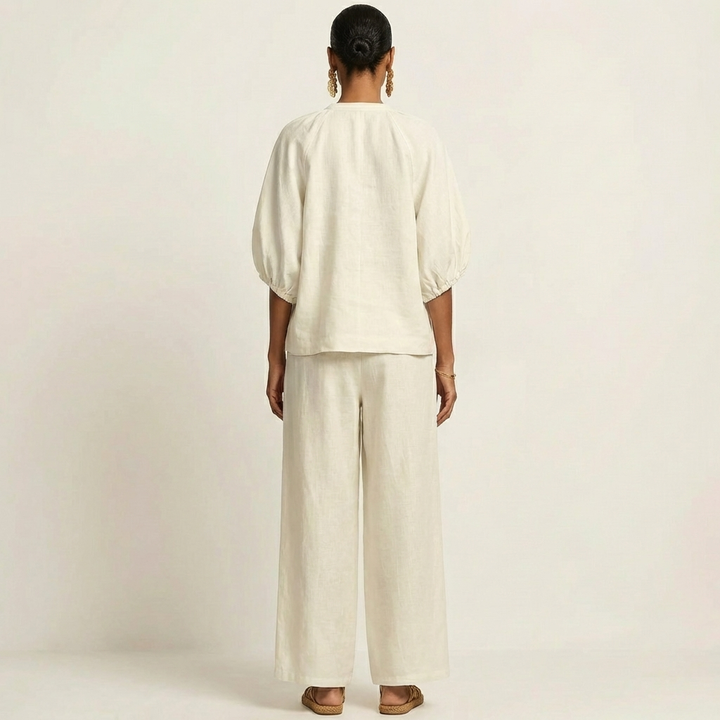 Marlowe | Set with Puff Sleeves and Front Zipper