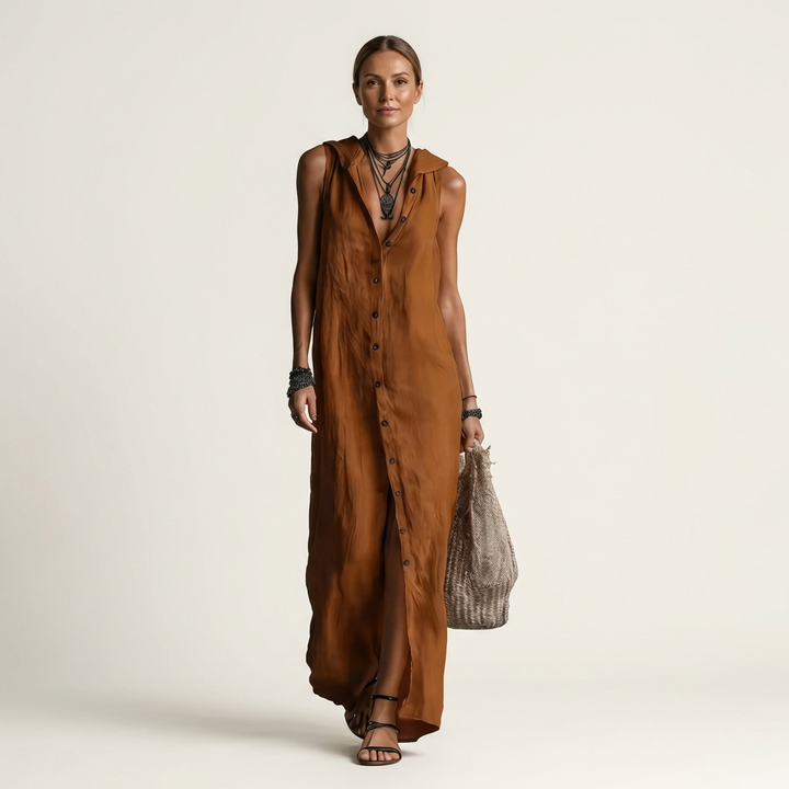 Mirabell | Hoodless, Sleeveless Maxi Dress with Button Placket