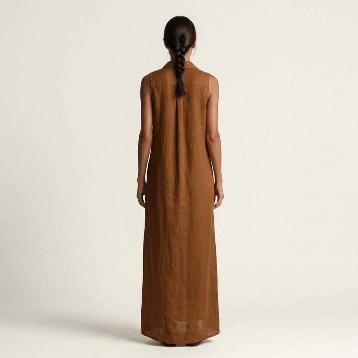 Mirabell | Hoodless, Sleeveless Maxi Dress with Button Placket