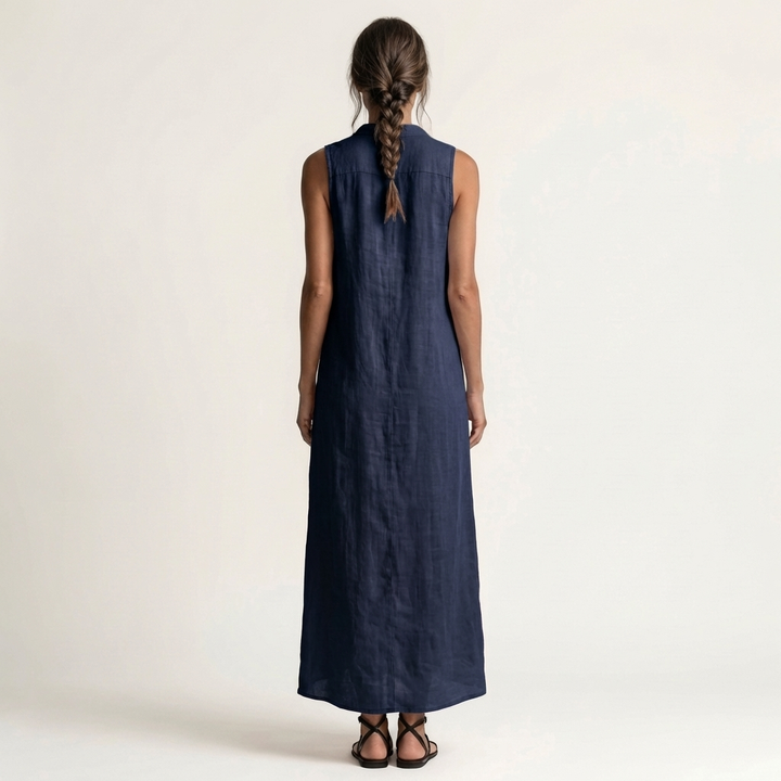 Mirabell | Hoodless, Sleeveless Maxi Dress with Button Placket