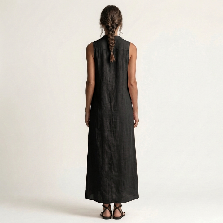 Mirabell | Hoodless, Sleeveless Maxi Dress with Button Placket