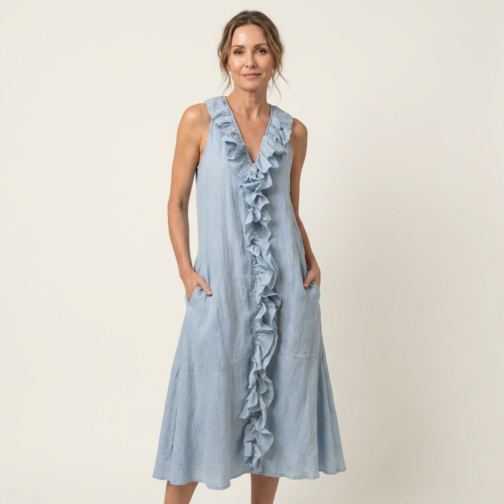Vicky | Ruffled V-Neck Sleeveless Maxi Dress