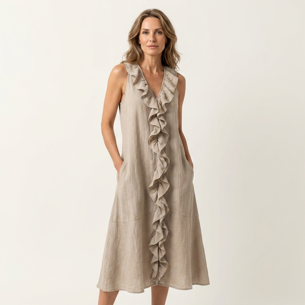 Vicky | Ruffled V-Neck Sleeveless Maxi Dress