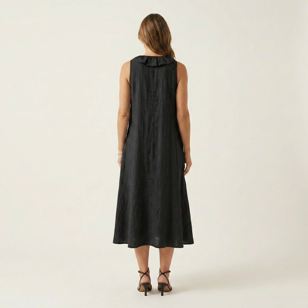 Vicky | Ruffled V-Neck Sleeveless Maxi Dress