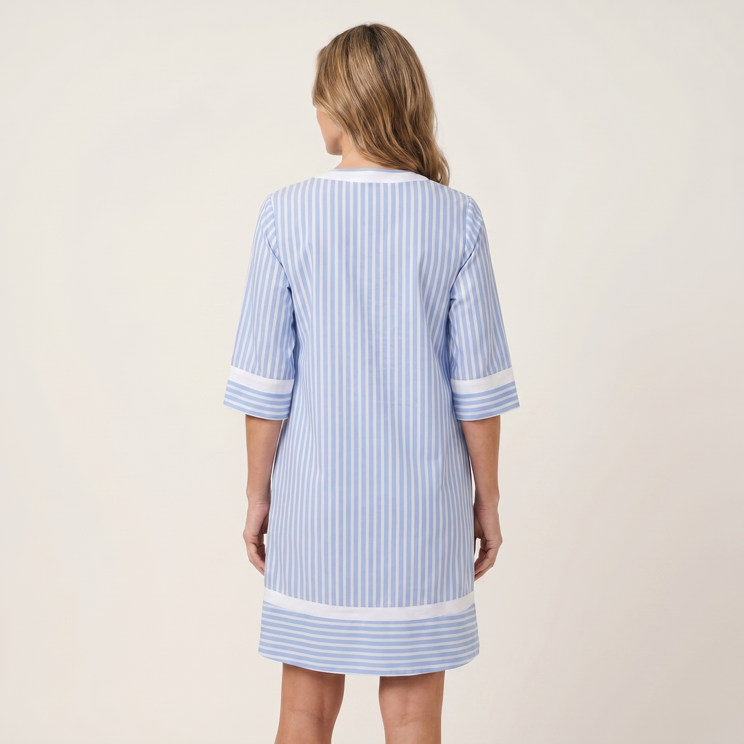 Sanina | Contrast Trim Striped V-Neck Shift Dress