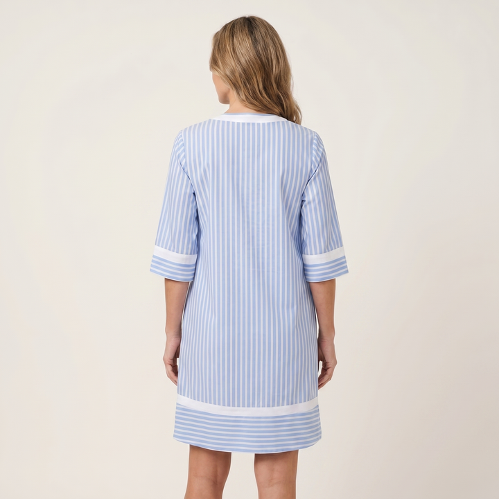 Sanina | Contrast Trim Striped V-Neck Shift Dress