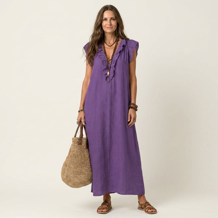 Josette | Ruffled V-Neck Maxi Dress