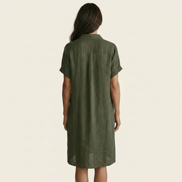 Nidalie | Midi Shirt Dress with Rolled Sleeves